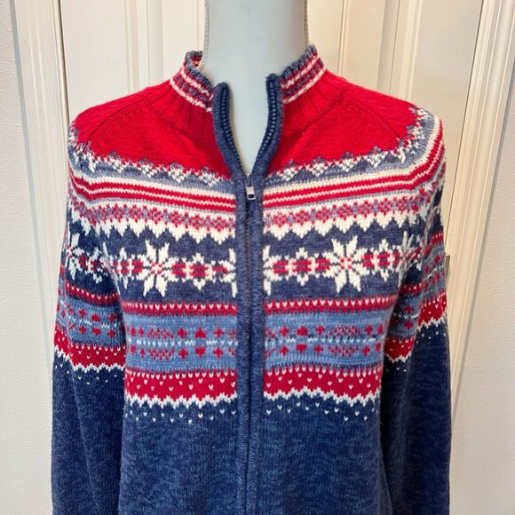 Tiara International Sweater Size Small Full Zip Y2K Vintage Americana Christmas - Picture 2 of 12